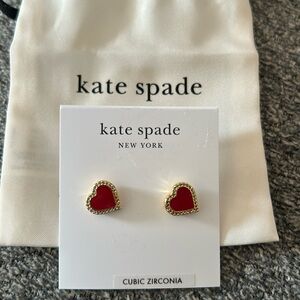 Kate Spade new heart earrings with a jewelry dust bag